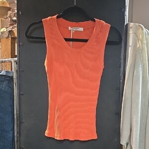 Project Social T Orange Ribbed Tank Top